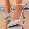 Sequined Pointy Elegant Stilettos Spring and Summer Baotou Party Wedding Bow Women's Baotou Sandals