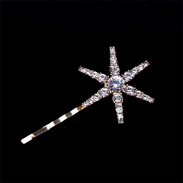 New Geometric Stars Moon Rhinestone Hair Clip Set Snowflake Star Bride Hairpins Women Side Clip Hair Barrettes Hair Accessories