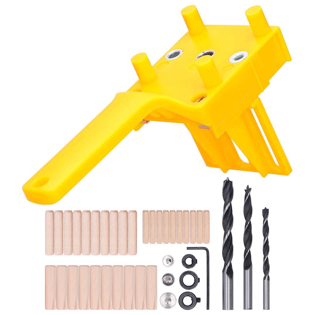 41Pcs Dowel Jig Kit Adjustable MultiFunctional Durable HighAccuracy Drill Jig for Straight Holes for Woodworking(Yellow