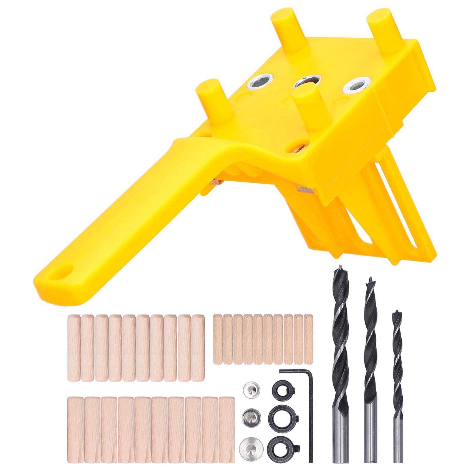 

41Pcs Dowel Jig Kit MultiFunctional HighAccuracy Drill Jig for Straight Holes for Woodworking(Yellow )