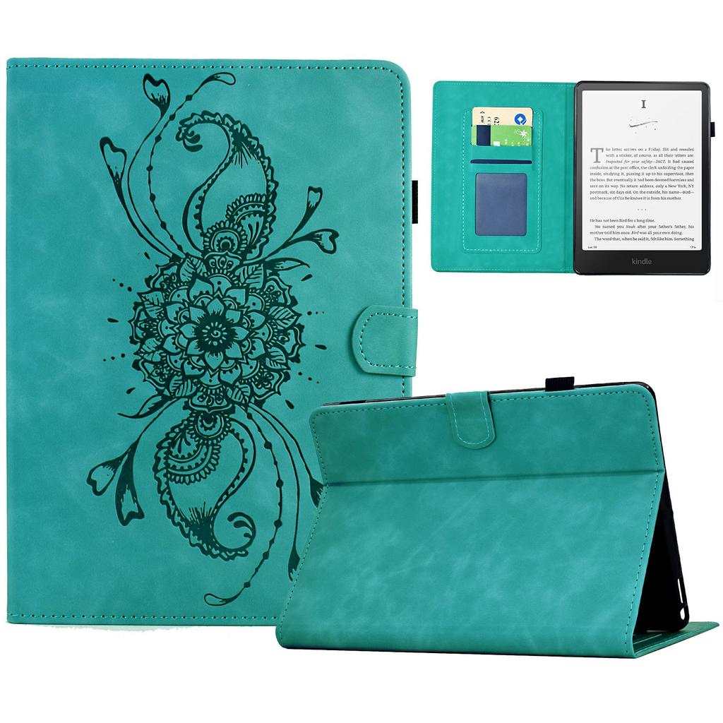 For Amazon Kindle Paperwhite 6 (2024) Case Mandala Imprinted Leather Tablet Cover with Card Slots