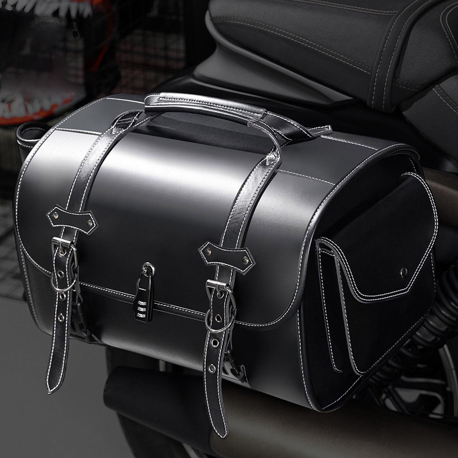 

Motorcycle Tail Bag Seat Bag Saddlebags Luggage Bag Multifunctional PU Leather Motorbike Helmets Bag Storage Bag 1