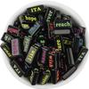 50 Acrylic Rectangle Word Beads, Candy Colors, Solid, Perforated for DIY Crafting.