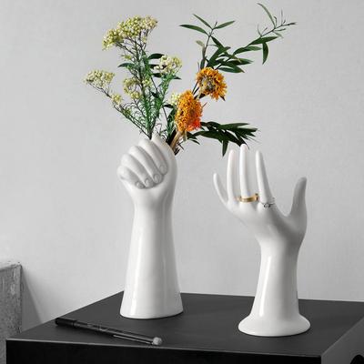 Creative Art Hand-shaped Ceramic Vase Ornaments Flower Arrangement Dried Flowers Living Room Dining Tabletop Home Decoration Decoration