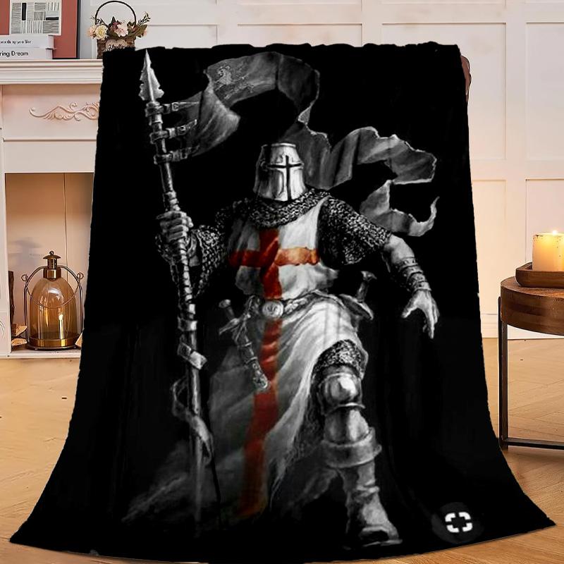 1PC Knightly Crusader Armor Flannel Blanket Gift, Suitable for Both Men And Women, Soft Ideal for Beds And Sofa, Birthday Or Christmas Gift
