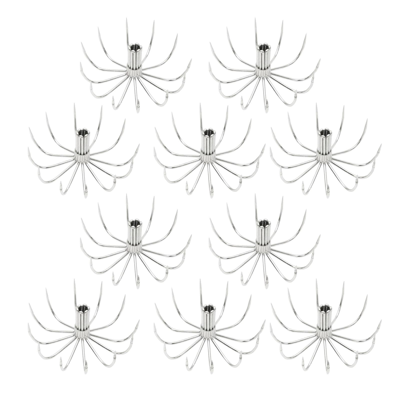 

10 шт. Крючки для кальмаров из нержавеющей стали с зазубринами в виде зонтика, рыболовные крючки, рыболовные джиги, инструмент, крючки, рыболовные аксессуары, простые в использовании 28