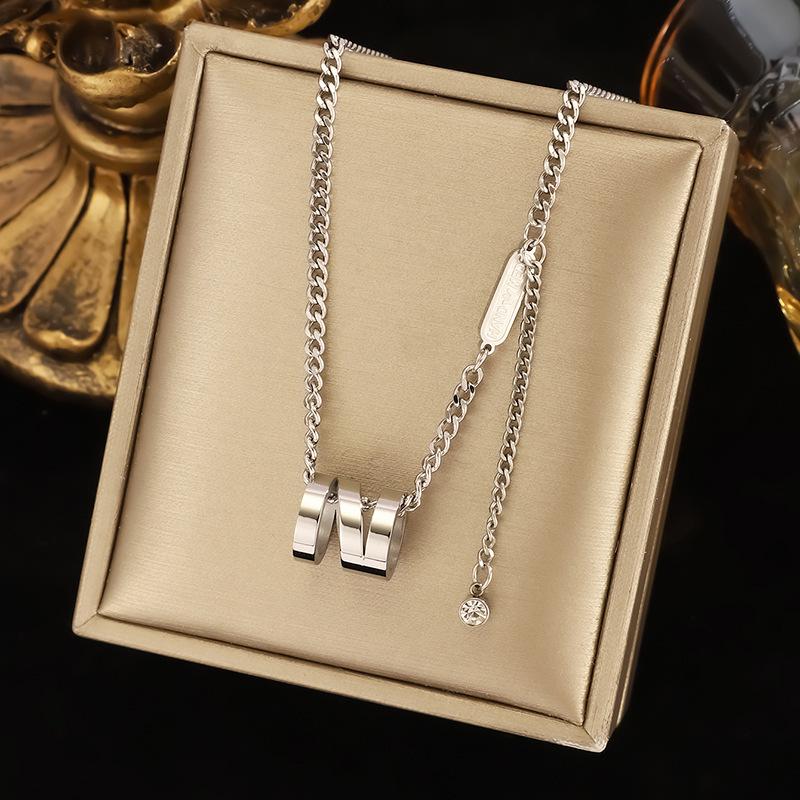 

Titanium Steel Tassel Clavicle Necklace - European & American Style, Korean-Inspired, Trendy & Versatile for Women.