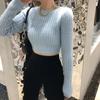 Pullover Short Sweater Women Autumn and Winter Imitation Mohair Outerwear Knit Long Sleeve O Neck Solid Sweater Pullover Female
