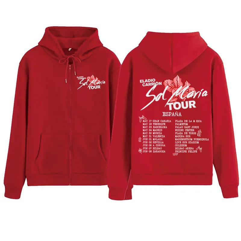 

Толстовка с капюшоном на молнии Eladio Carrion 2024 Sol Maria Tour XXXL красный