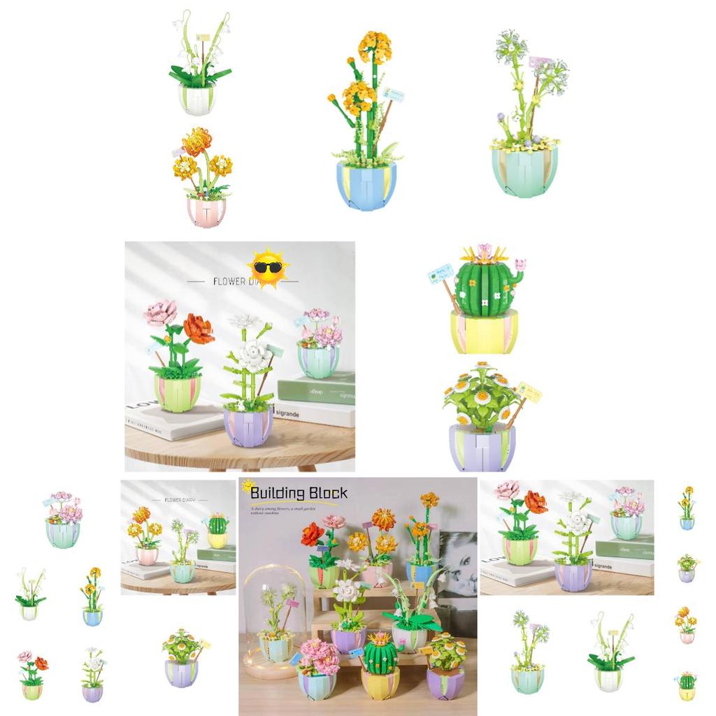 Diy Rose Sunflower Eternal Flower Desktop Decoration Teacher's Day Bouquet Intelligent Assembly Building Blocks Toy