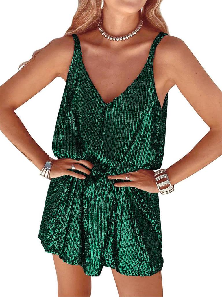 European & American V-neck Sequin Sling Dress for Women - Sexy Nightclub Style