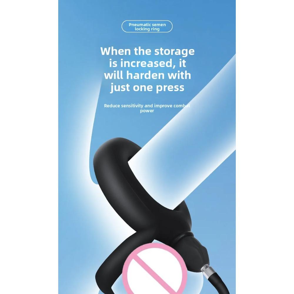 Double Inflatable Locking Ring for Men – Silicone Penis Delay Ring for Long-Lasting Performance & Enhanced Control