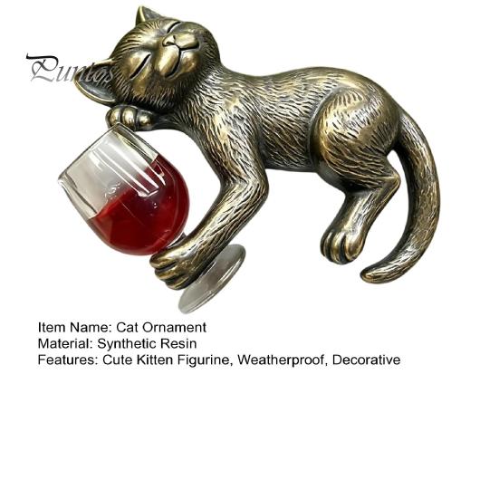 Appendi Vaso Statua Gatto Ubriaco, Ornamento Fioriera Fantasioso, Ornamento Animale Realistico Resina Statuetta Gattino Carino per Decorazione Bordo Miniatura
