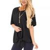 2026 Women's Fashion Wish Summer New Round Neck Short Sleeve Loose T-Shirt with Knotted Hem