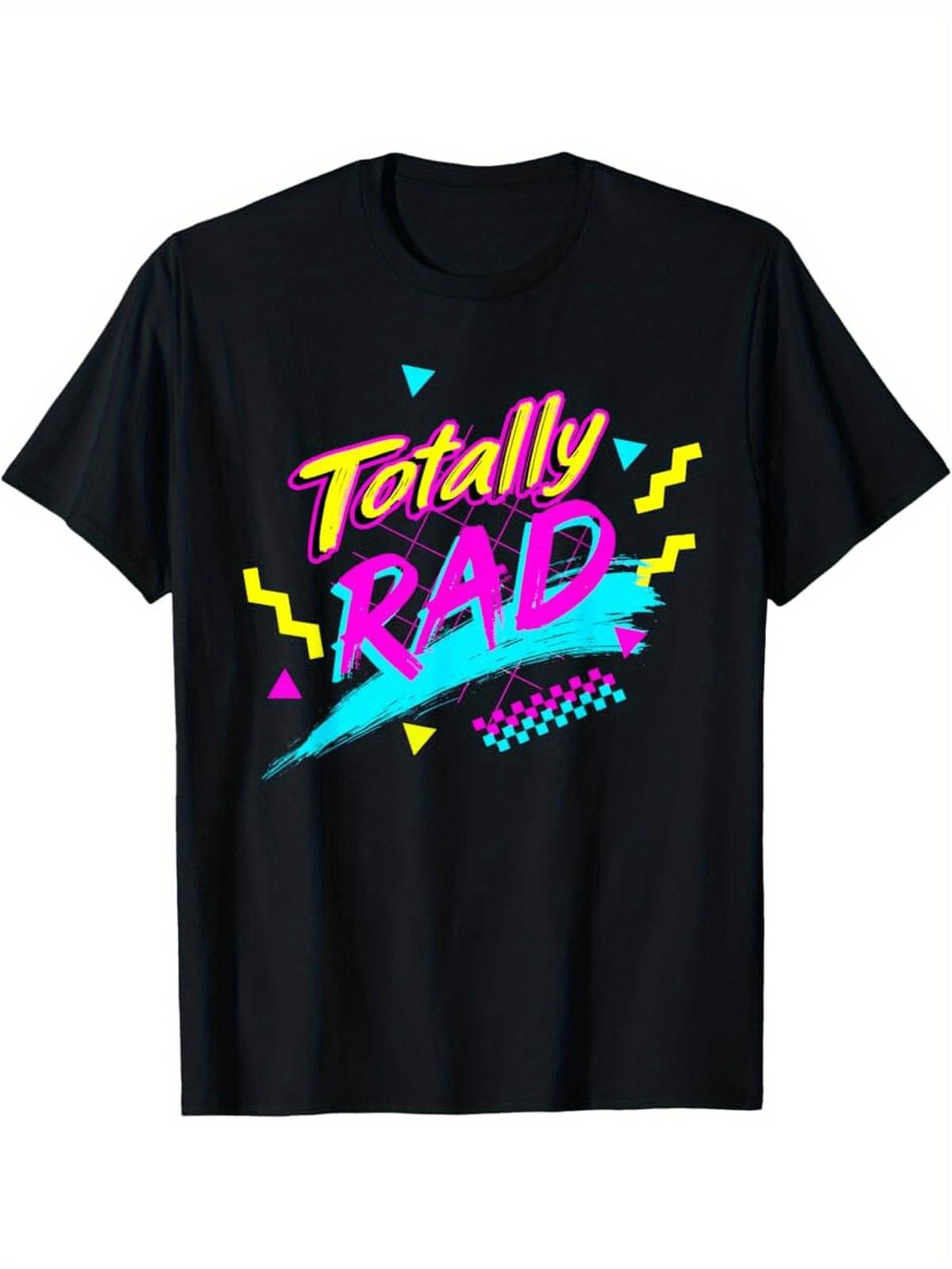 Men S Totally Rad Retro 80s Graphic T-Shirt - Black Neon Gradient Vintage Tee S разноцветный