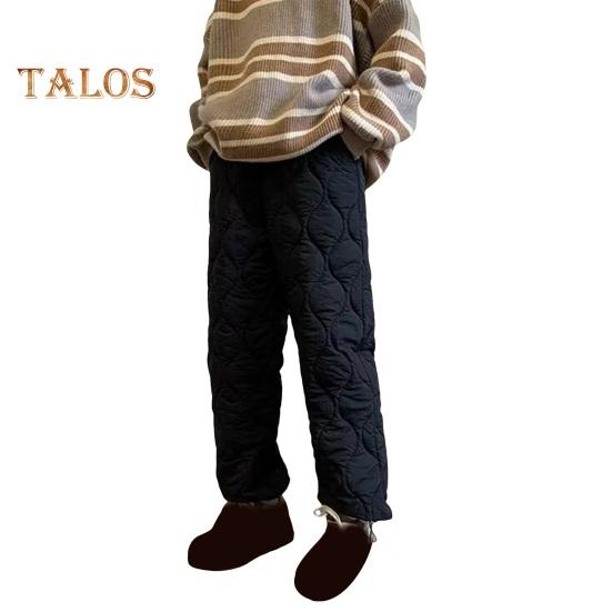 

Мужские зимние брюки, утолщенные стеганые брюки с подкладкой из овечьей шерсти и флиса, ветрозащитные брюки прямого кроя с застежкой-шнурком для повседневной носки на открытом воздухе XXXL чёрный