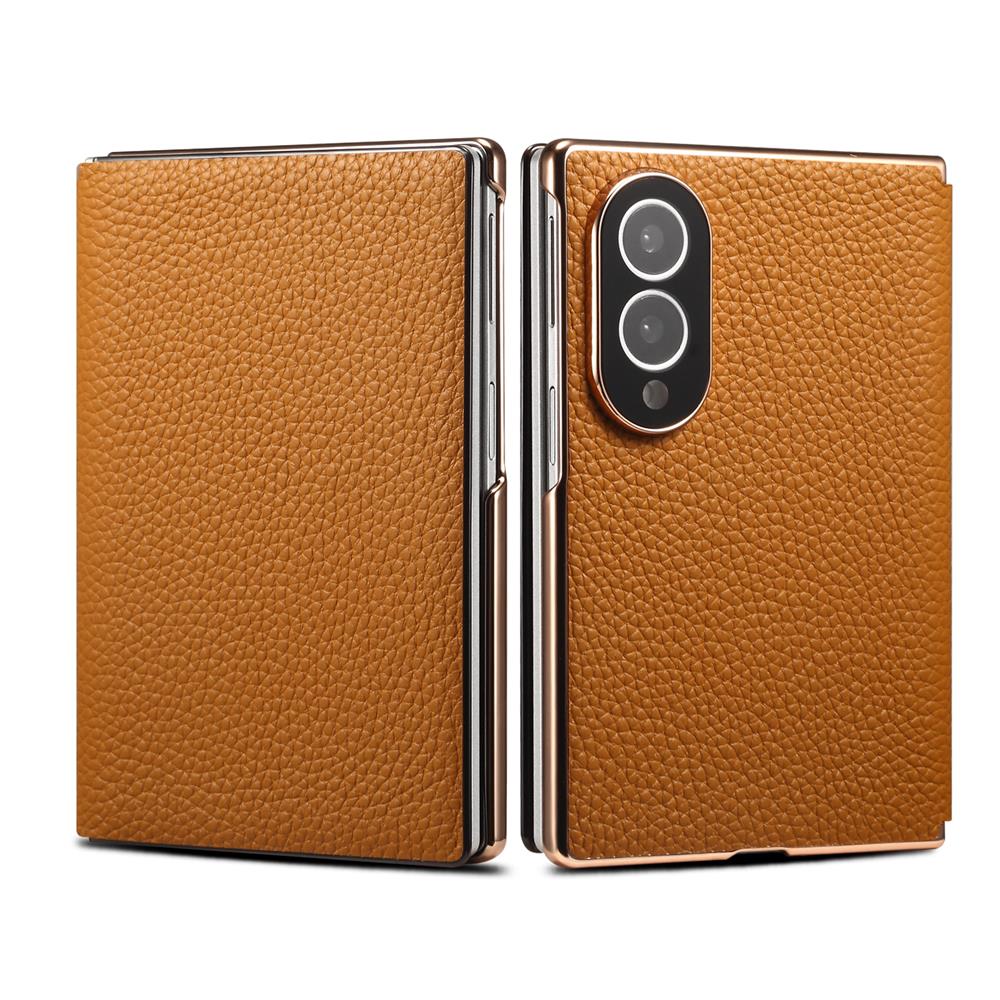 Luxury Genuine Premium Cow Leather Magnetic Wallet Case for Samsung Galaxy Z Fold 8 Wide Fold 8 Ultra Cover Plating Bumper Funda