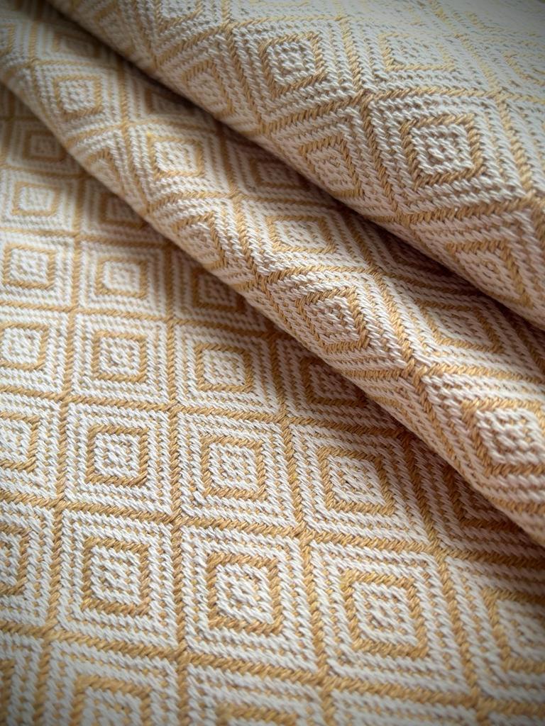 Thick Jacquard Diamond Fabric Ethnic Ortega Native American Craft Handmade Diamond Reversible Scraps, Pattern, Supplies, Pattern, (Beige, 2m)