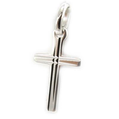 [L2982] - Silver 'Cross' Pendant (rhodium-plated) - 16x10 Mm