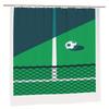 Soccer-Themed Shower Curtain, Green & Blue Football Graphic, Polyester Material, Machine Washable Bathroomsoccer Fan Gift