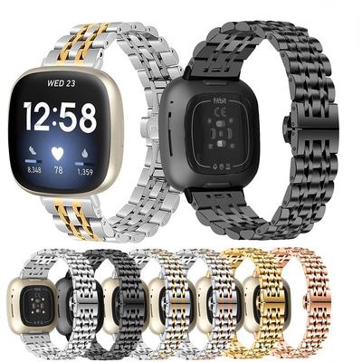 Correa Paslanmaz Çelik saat kayışı Fitbit Versa 3 Için Metal Bilezik Bilek Kayışı Döngü Fitbit Sense Yedek Correa