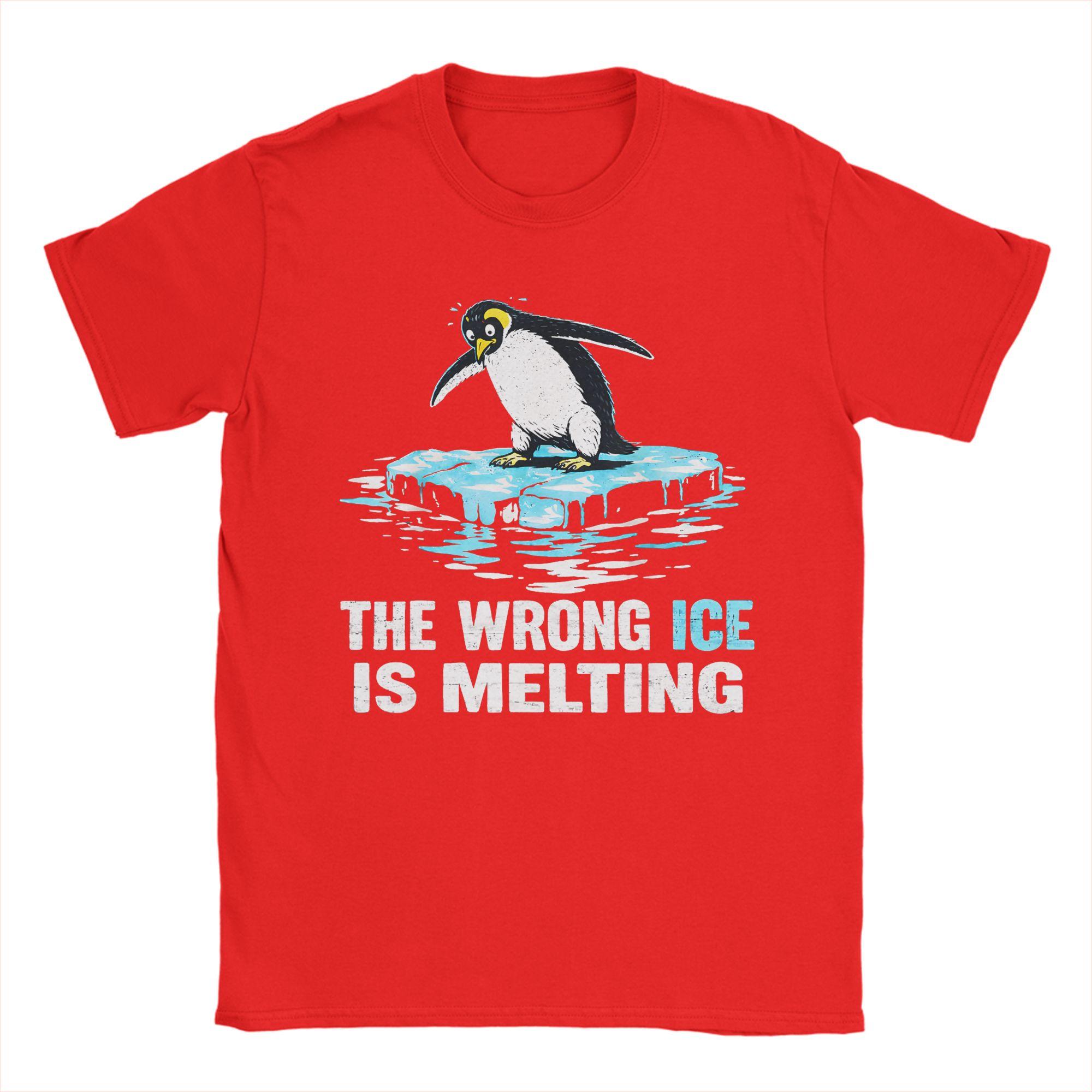 

Men The Wrong ICE is Melting Melt ICE T Shirts Pure Cotton Clothing Humorous Short Sleeve O Neck Tees Party TShirts S