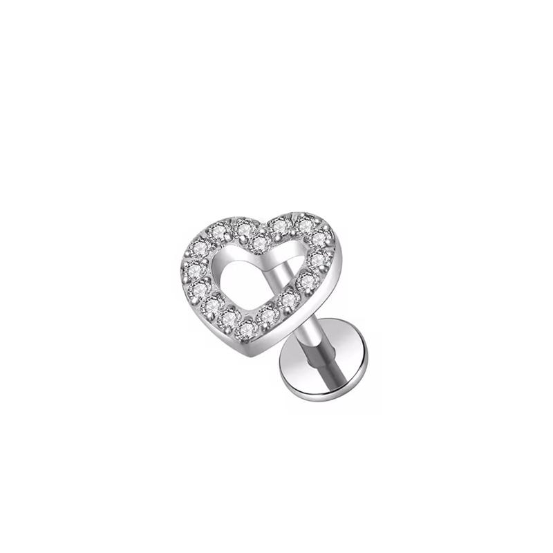Hot Sale Body Jewelry: Titanium Labret Flatback Tragus Earring Stud Internal Thread Zircon Rings