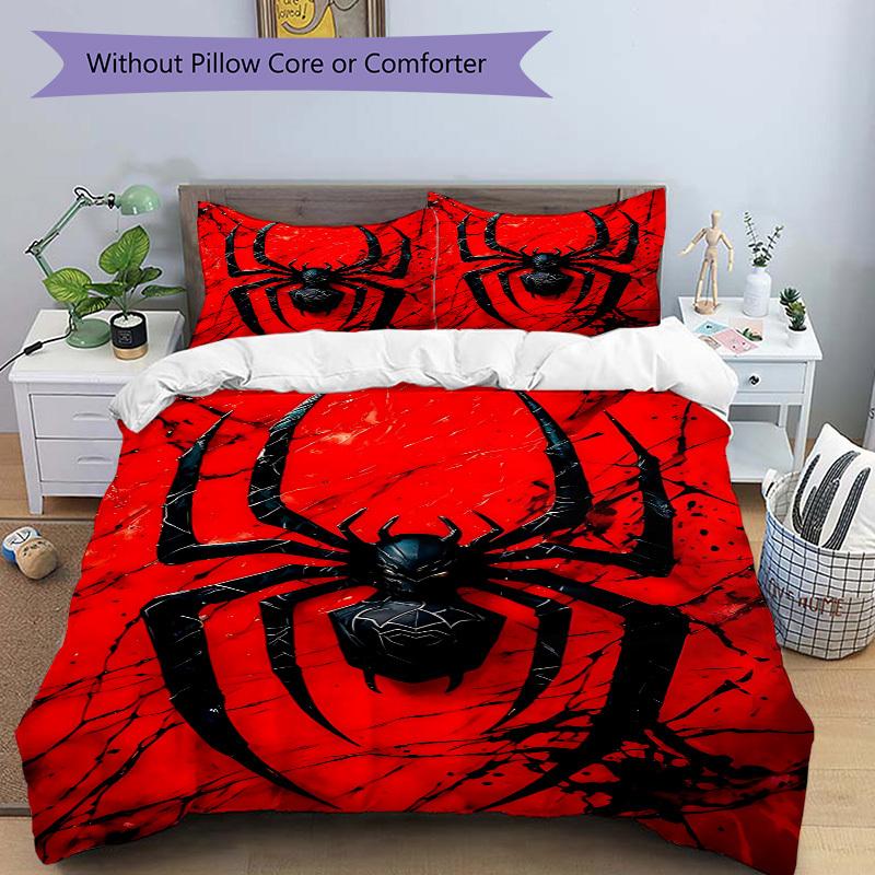 3pcs Spider Symbol Bedding Set, Includes Without Pillow Inserts, Soft Comfortable Bedding Set,All-Season Use a0924078
