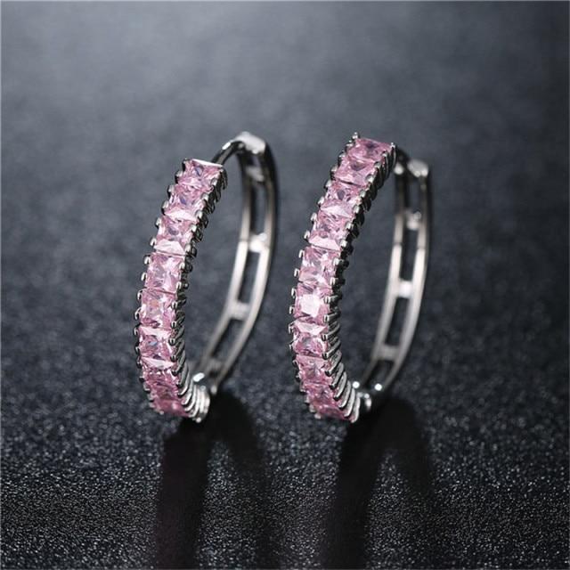 

Роскошные серьги-кольца Aaa с кубическим цирконием, большие круглые серьги-кольца для женщин, синие, красные, с драгоценными камнями, кольца-кольца Pendientes