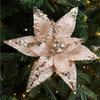 Large Artificial Poinsettia Flower Glitter Sparkling Christmas Glitter Flower Sequins DIY Christmas Flower Wedding Decoration