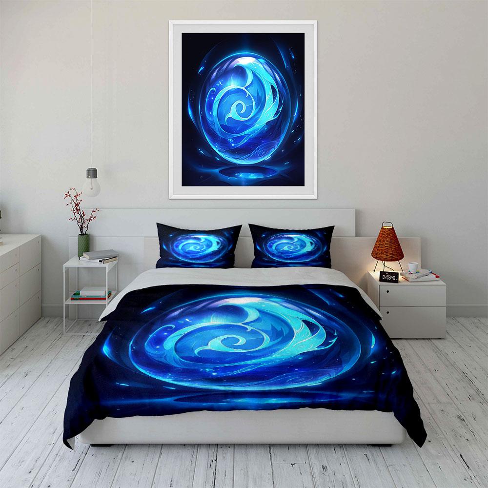 Abstract Blue Energy Sphere Decor Soft Comfortable Duvet Cover Bedding Set Included 1*Duvet Cover & 2*Pillowcases, Gift