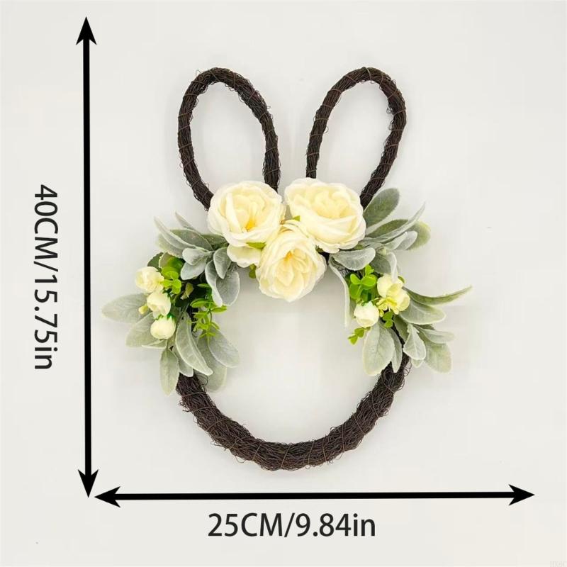 Functional Easter Wreath Decors with Rabbit and Eggs Motifs User Friendly Materials for Multiple Celebration HX6C