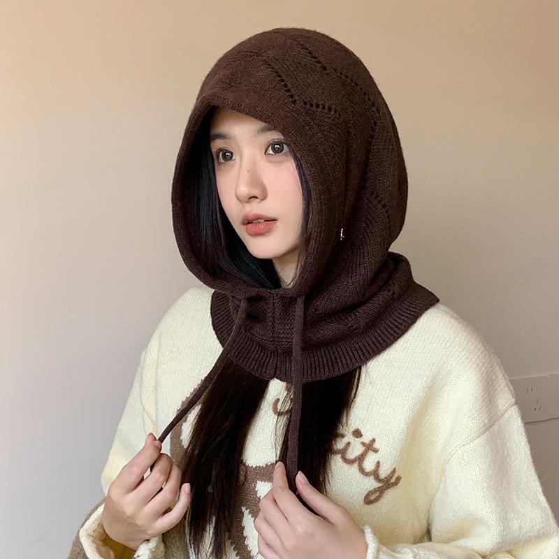 Women'S Winter Soft Beanie Hoodie Balaclava Hooded Scarf - Thermal Face Mask & Neck Gaiter, Stretchy Adjustable Drawstring Closure, Windproof