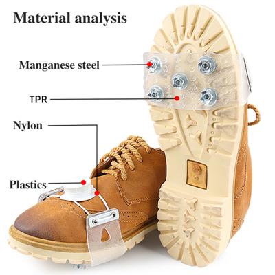 1 Pair Ice Cleats Shoes Crampons with 5 Steel Studs Adjustable Knob Winter Outdoor Walking Ice Snow Traction Grips Non-slip Shoes Boot Spikes Grippers