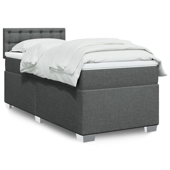 Maison Exclusive - Sommier à lattes de lit avec matelas Gris foncé 80x200 cm Tissu