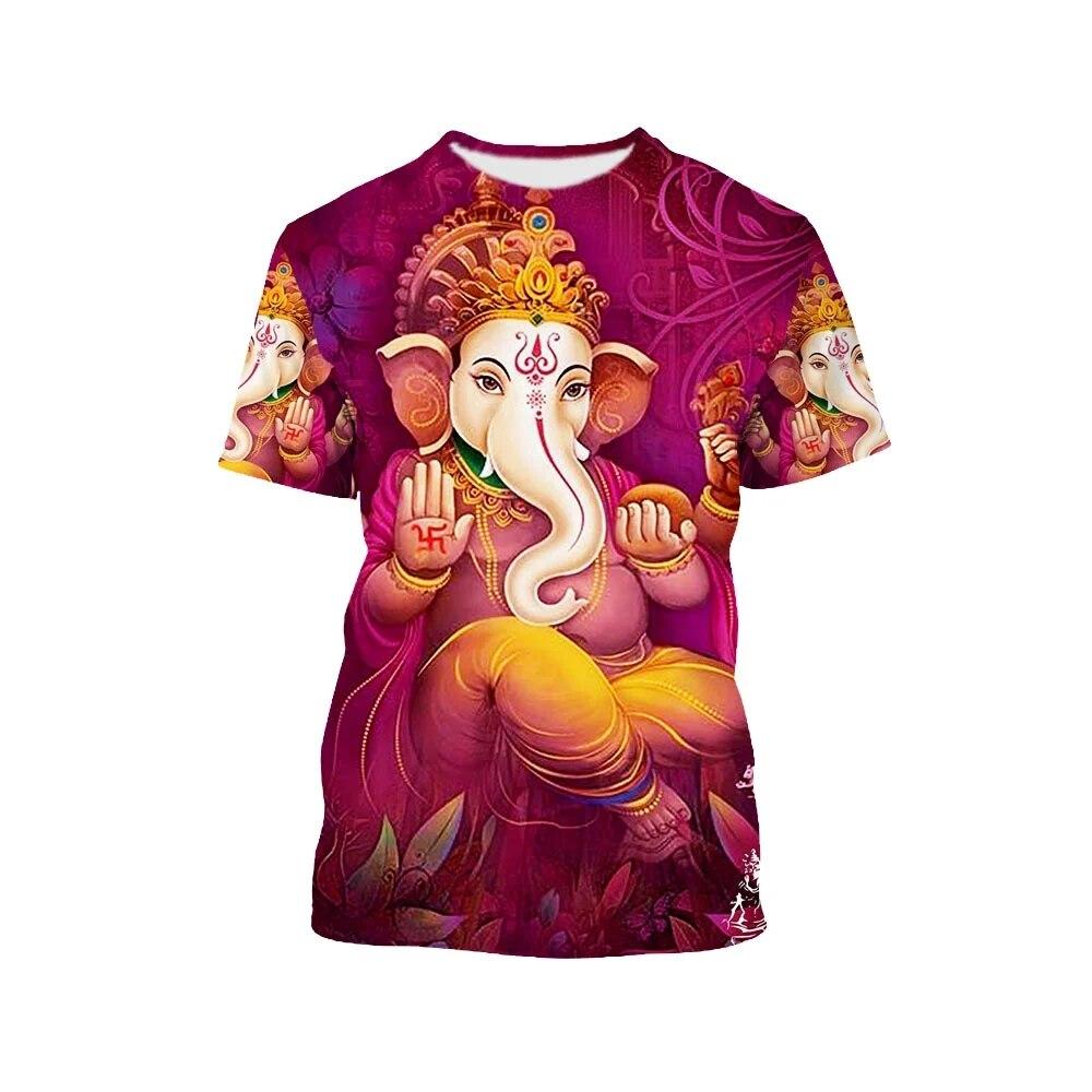 Hindu Wisdom God Ganesha 3D Printed Men T Shirts  Oversized Vintage Tops 90s Aesthetic Streetwear Tees