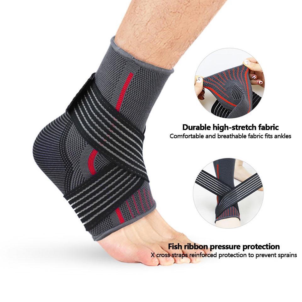 Durable And Safe 1Pcs Ankle Support Four-Sided Elastic Knitting Fish Ribbon Pressurized Fixation Protect Ankle Nylon Braided Protection Men Women