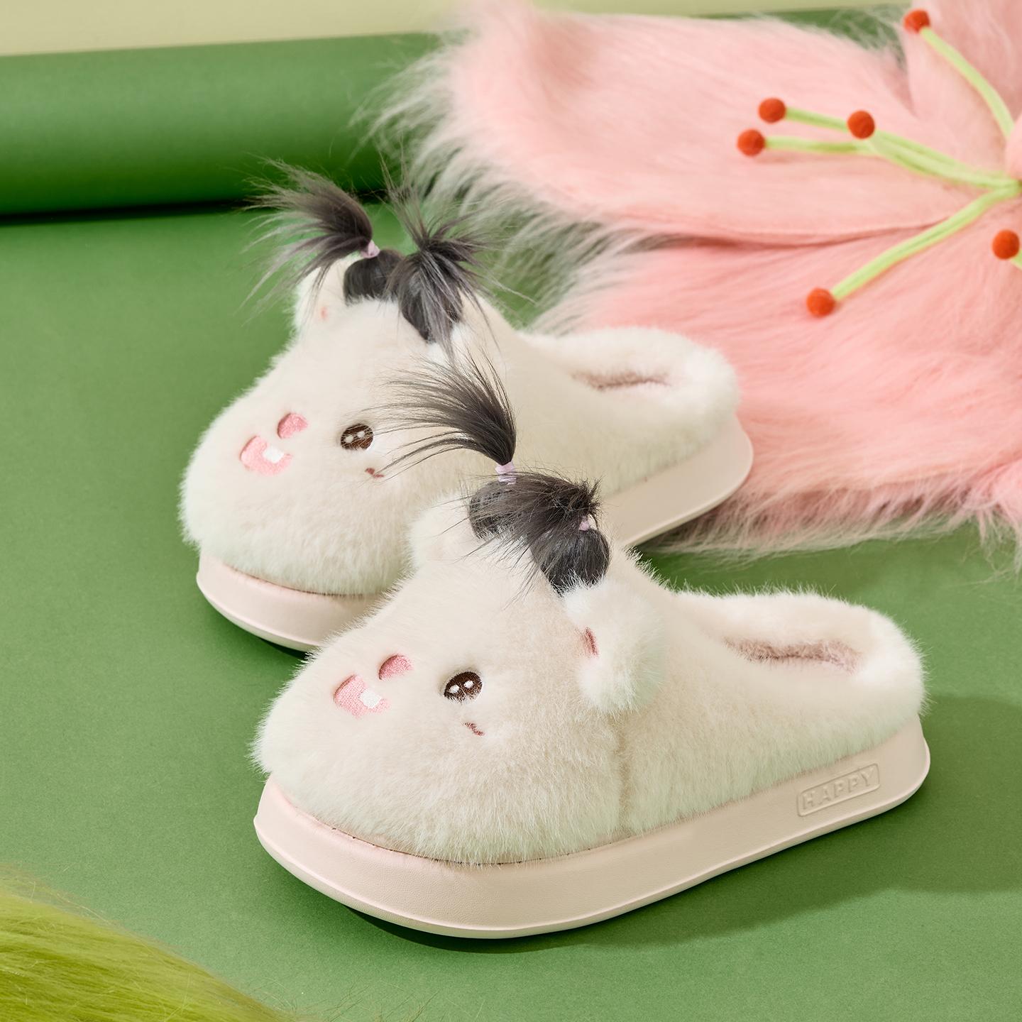 

Платформа Женские Домашние Тапочки Плюшевые Теплые Толстая Подошва Шлепанцы Дышащие Мягкие Нескользящие Тапочки 40-41 белый