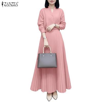 Rochie Elegantă Plisată Casual pentru Femei, cu Decolteu în V, Culoare Solidă, Mânecă Lungă