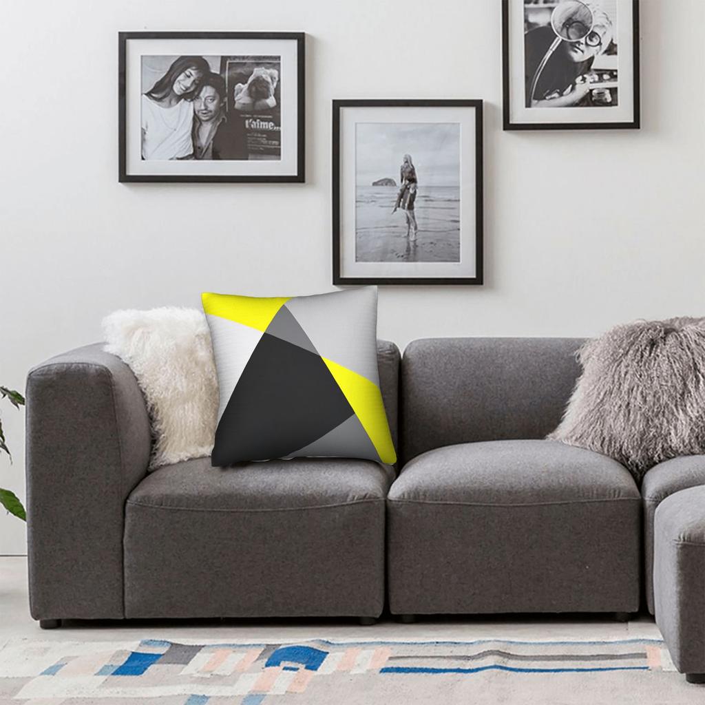 Yellow Grey Geometric Pillow Case Graphic Pillow Cover Morden Pillowcases For Sofa Couch Bed Living Room