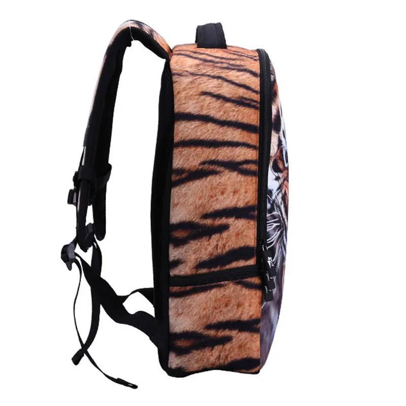 Studentský školní batoh pro vysokoškoláky Vivid Funny 3D Tiger Printing Velký batoh na rameno Studentský Men Cool Bookbag