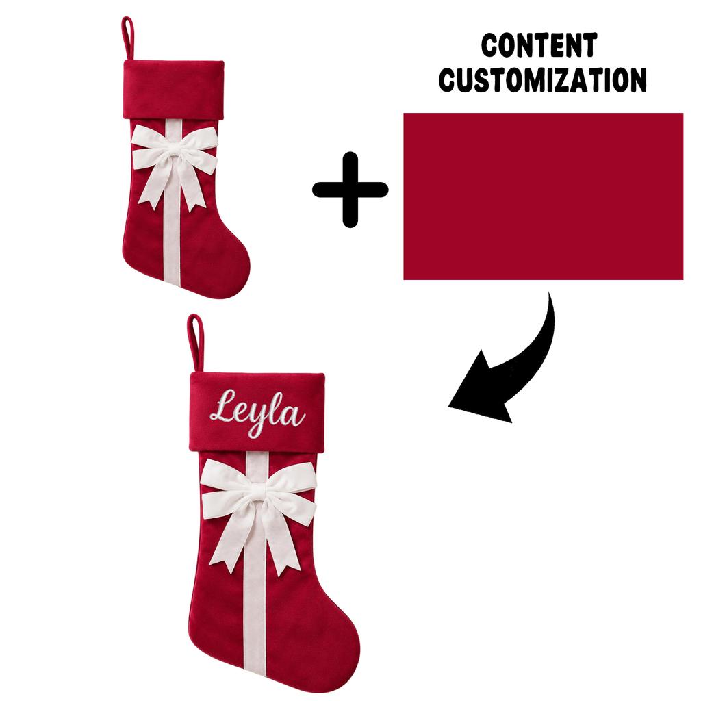 Embroidered Velvet Christmas Stocking With, Kids Candy Gift Bag for Fireplace Hanging