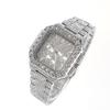 THE BLING KING Iced Out Green Emerald Crystal Square Men Quartz Watch Black Plated Multi Dial Calendar Week Luxury Wristwatch