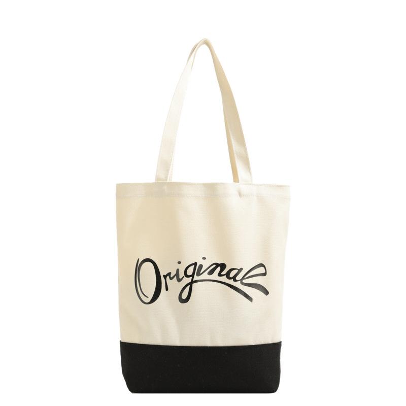 

Tote bag 2025 new shoulder canvas tote bag campus style work canvas bag women s French versatile tide чорний