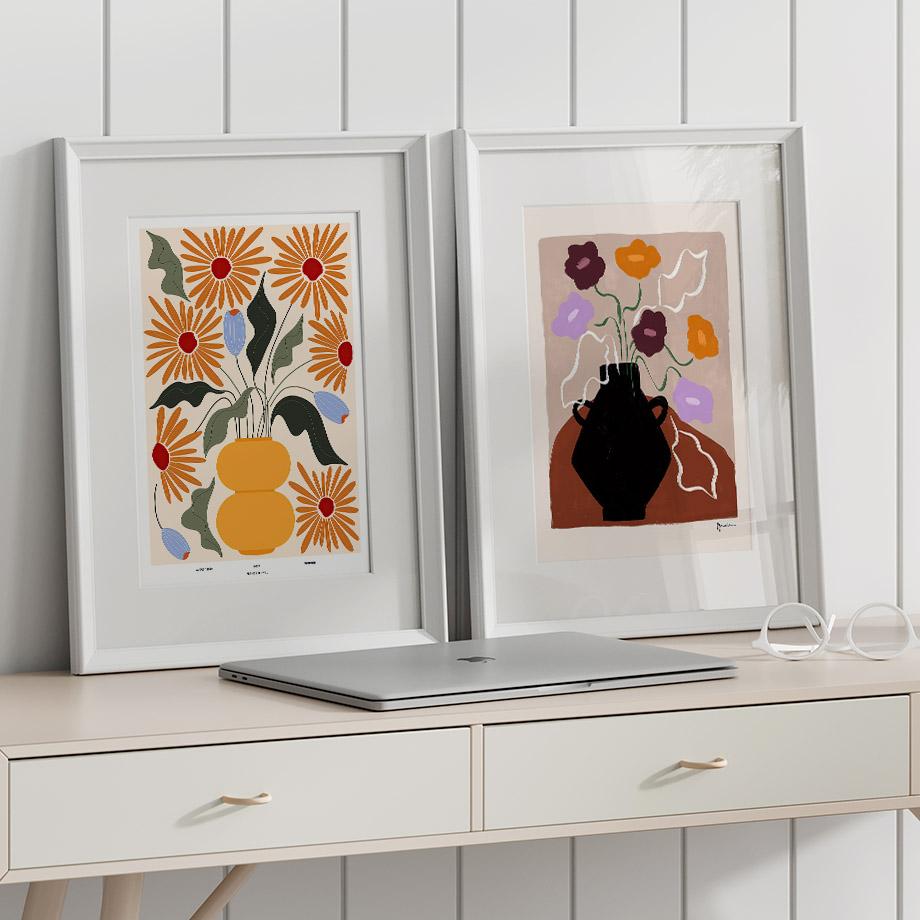 Abstract Vase Floral Flower Market Leaf Wall Art Canvas Painting Posters And Prints Hotel Shop for Restaurant Room Home Decor