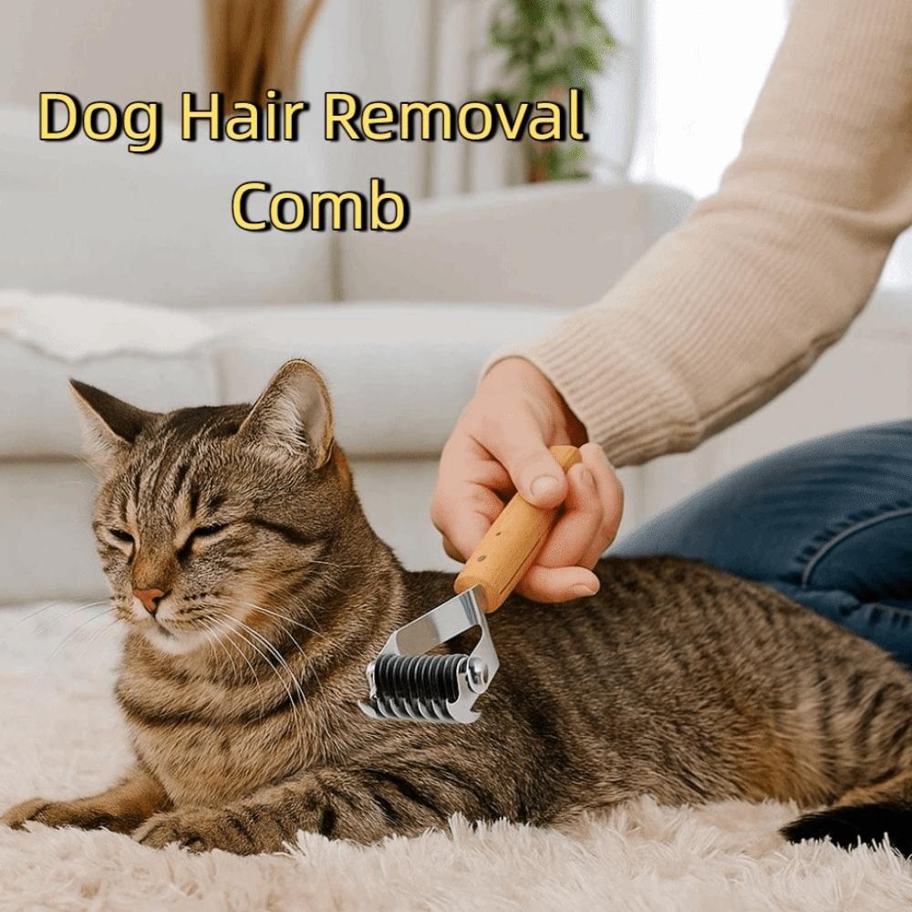 Stainless Steel Dog Hair Removal Comb Professional Wooden Handle Pet Fur Trimmer Sturdy Cat Hair Cleaning Combs