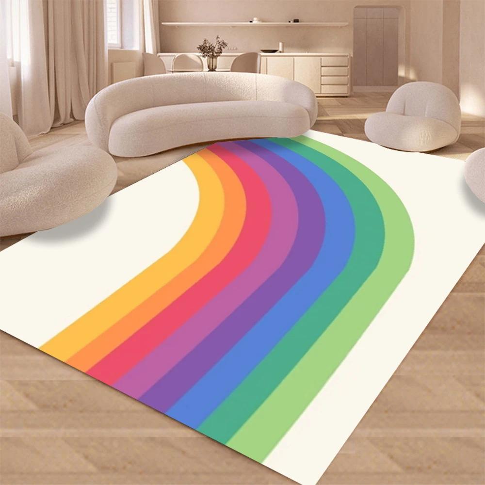 Luxury Rainbow Abstract Line Art Carpet Living Room Sofa Rug Home Decor Bedroom Rug Lounge Kitchen Coffee Table Floormat Modern