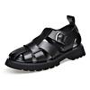 Summer Gladiator Sandals New Breathable Casual Men Genuine Leather Sandals Hollow Beach Shoes Men Black Sizes 38-48 Sandals