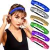 Adjustable Glitter Sequin Headbands for Women, Non Slip Velvet Lined Sports Yoga Hair Bands, Sparkly Elastic Head Wraps for Party Festival Gym Running