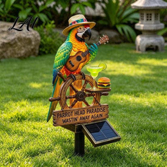 Outdoor Solar Porch Light Parrot Shape Light with Ground Insert Waterproof Yard